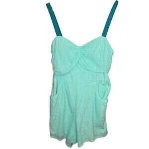 Unique Vintage Aruba‎ Blue Eyelet Rae Romper Women’s Size XL
